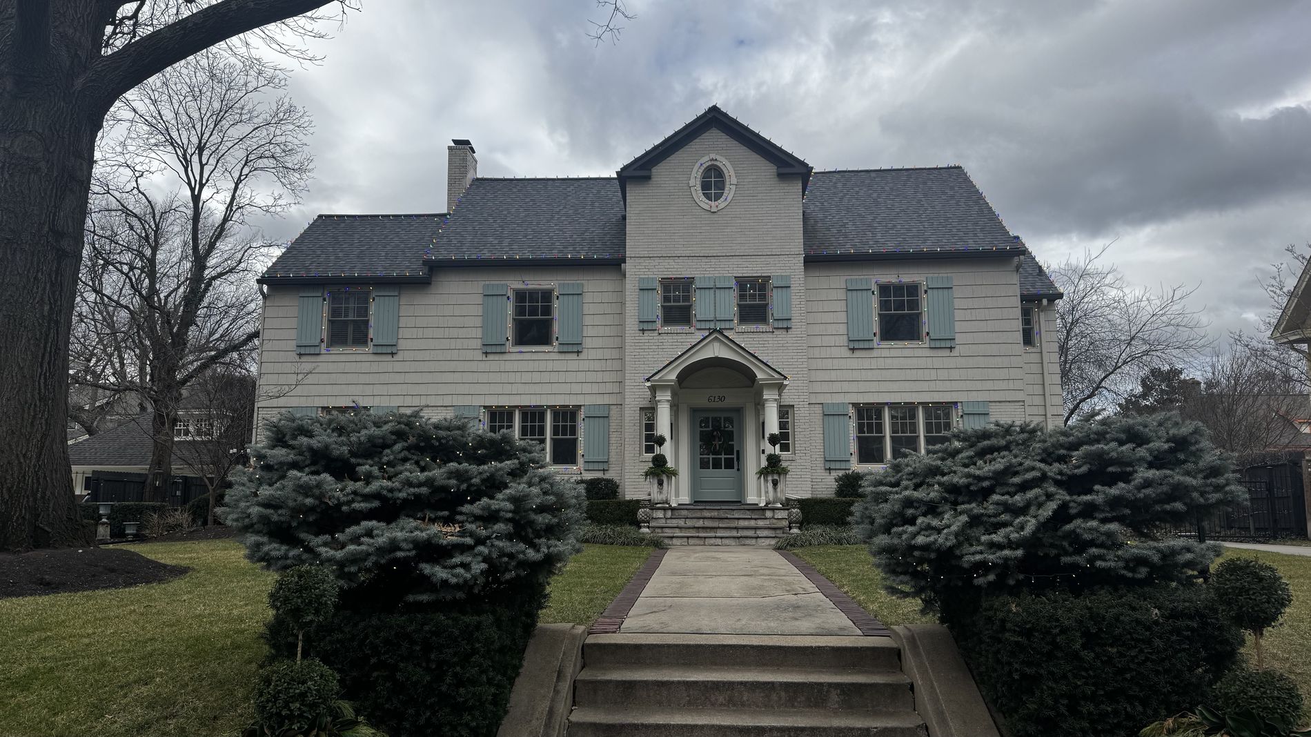 Brookside colonial home before Christmas light installation